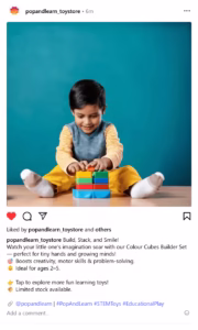 Instagram post screenshot of a boy playing stack up