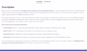 detailed product desciption of the personalised board book fro pop and learn